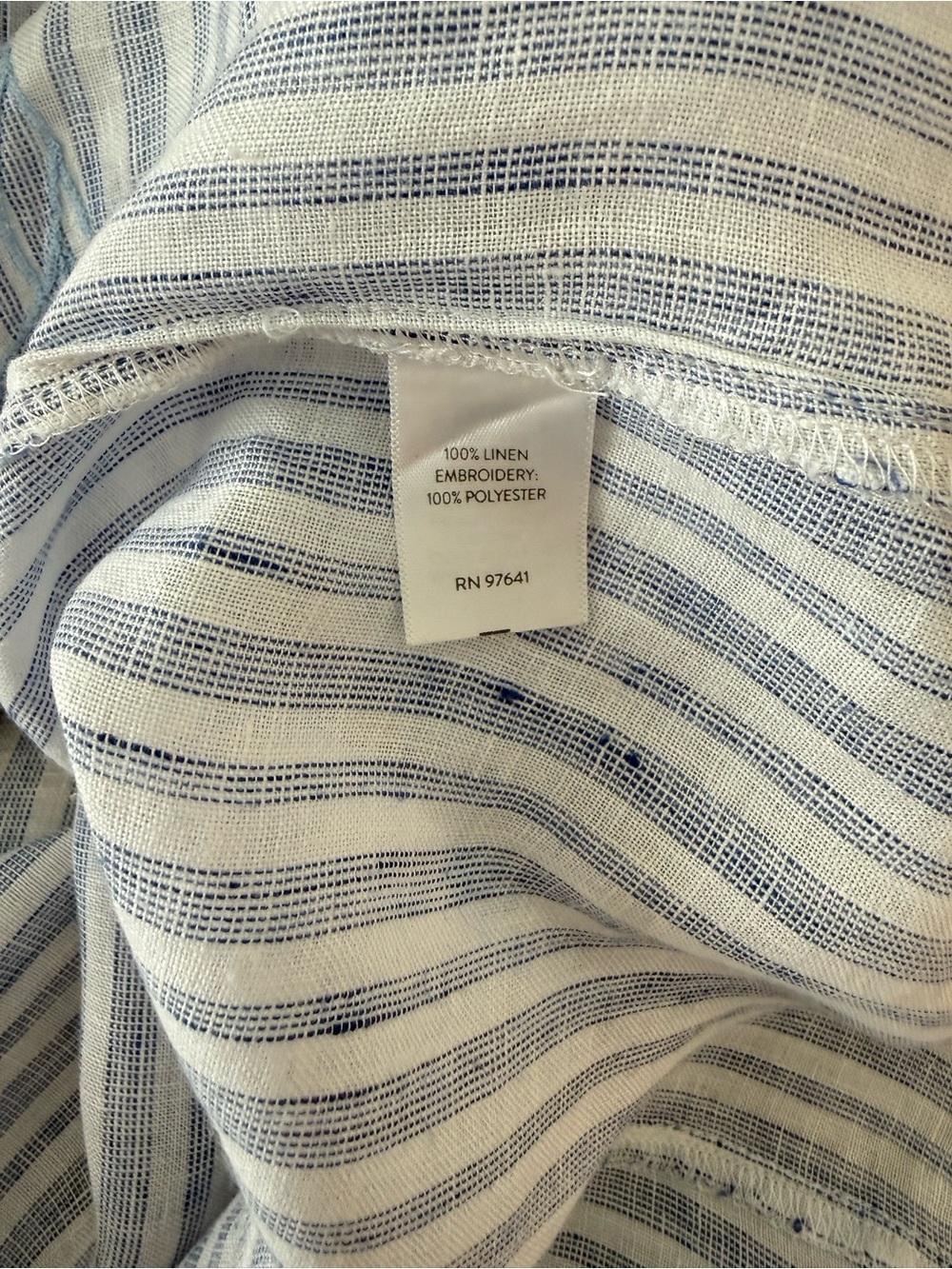 J.Jill Love Linen Blue&White Striped Embroidered Linen Blend Blouse XL - Picture 4 of 6